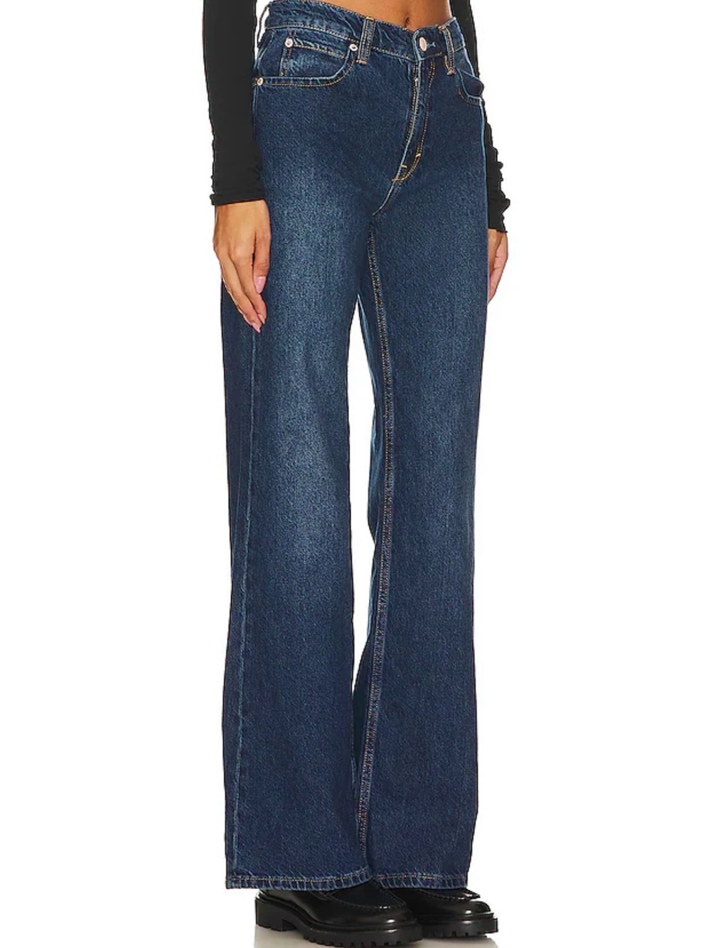 Free People x We The Free Dark Blue Wide-Leg Tinsley Baggy Jeans